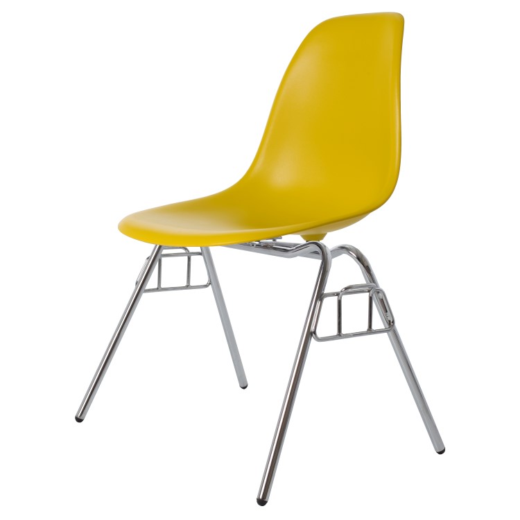 Charles Eames style, Chaise de salle à manger DSS mat PP moutarde