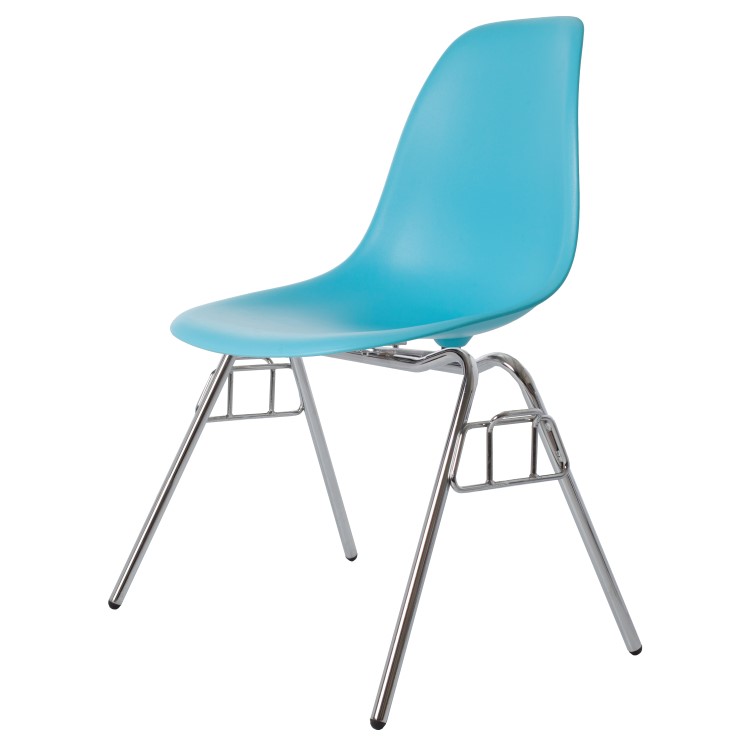 Charles Eames style, Chaise de salle à manger DSS mat PP bleu néon
