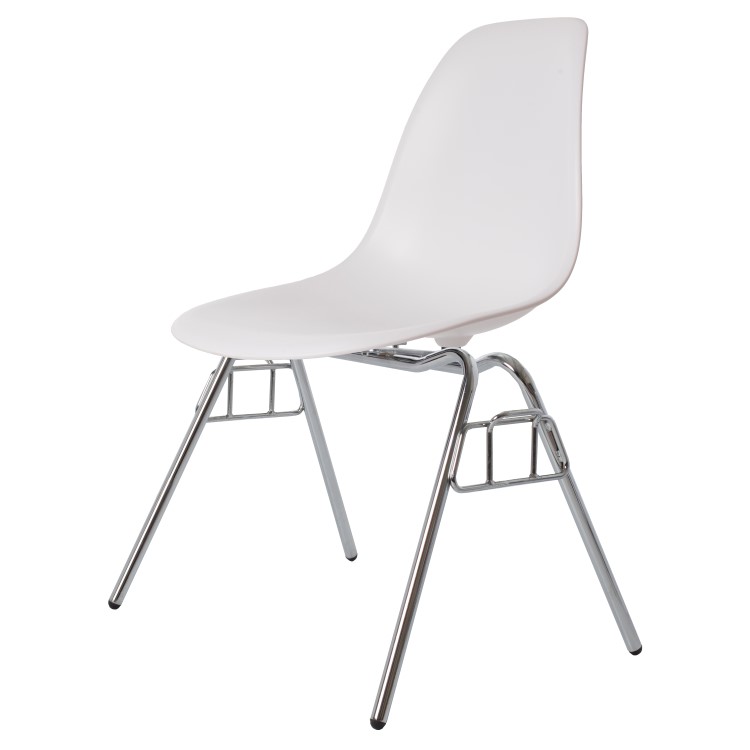 Charles Eames style, Chaise de salle à manger DSS mat PP blanc