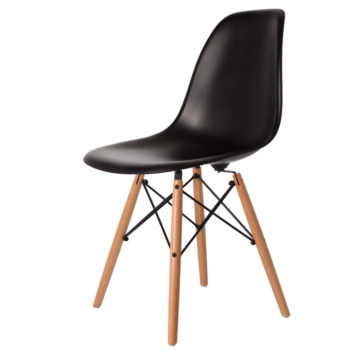 Charles Eames style, Chaise de salle à manger DSW mat PP noir