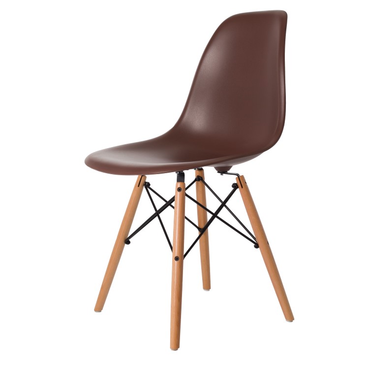 Charles Eames style, Chaise de salle à manger DSW mat PP brun