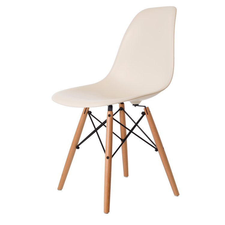 Charles Eames style, Chaise de salle à manger DSW mat crème PP