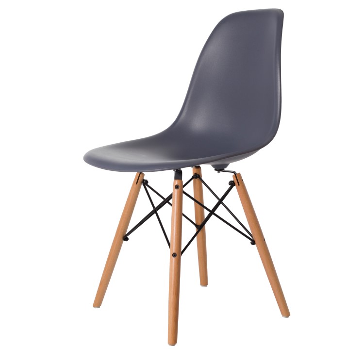 Charles Eames style, Chaise de salle à manger DSW mat PP gris foncé