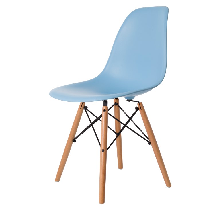 Charles Eames style, Chaise de salle à manger DSW mat PP bleu clair