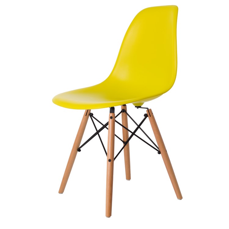 Charles Eames style, Chaise de salle à manger DSW mat PP néon chaux