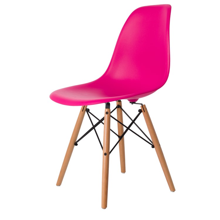 Charles Eames style, Chaise de salle à manger DSW mat PP néon rose