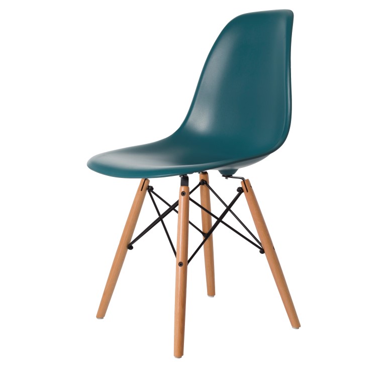 Charles Eames style, Chaise de salle à manger DSW mat PP bleu océan