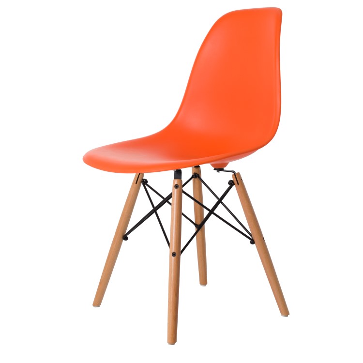 Charles Eames style, Chaise de salle à manger DSW mat PP d'orange