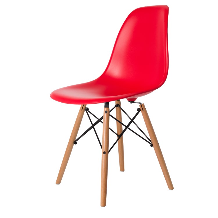 Charles Eames style, Chaise de salle à manger DSW mat PP rouge