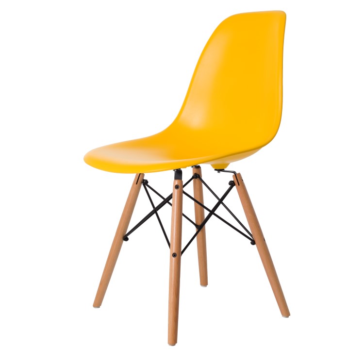 Charles Eames style, Chaise de salle à manger DSW mat PP jaune