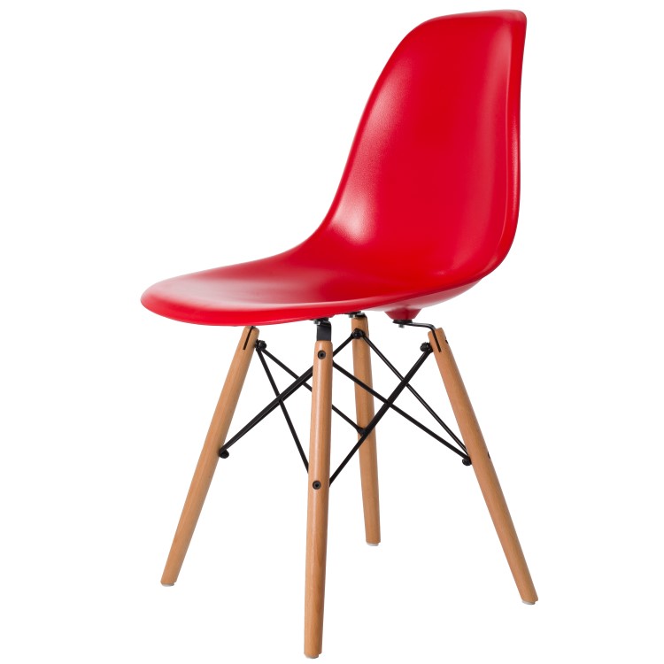 Charles Eames style, Chaise de salle à manger DSW ABS rouge