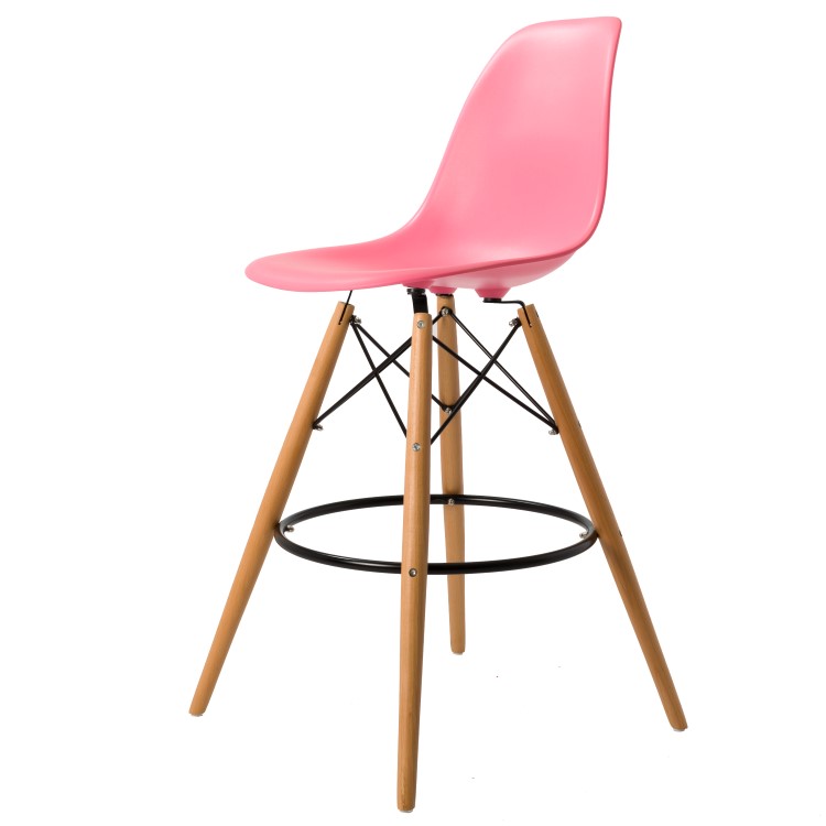 Charles Eames style, Tabouret de bar DSW mat PP rose clair