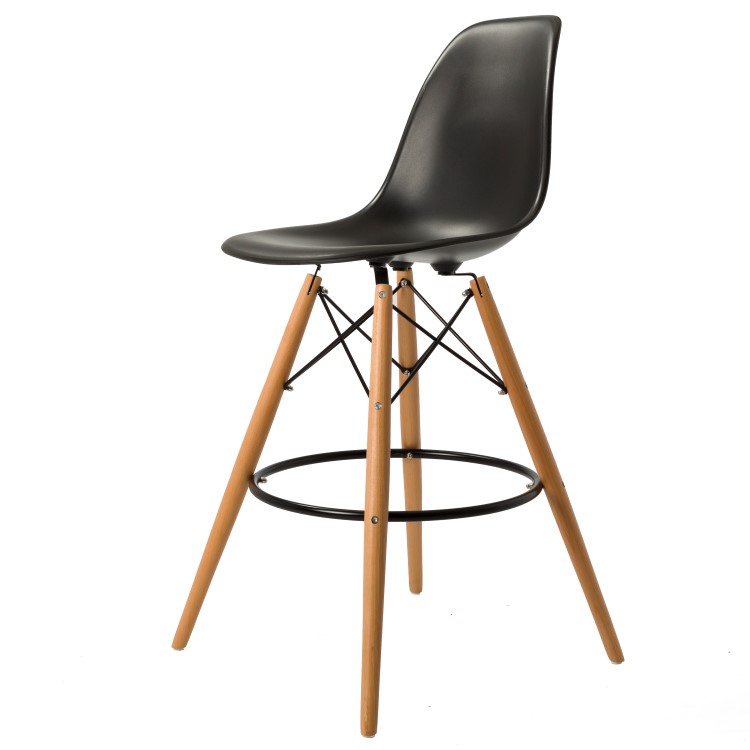 Charles Eames style, Tabouret de bar DSW mat PP noir