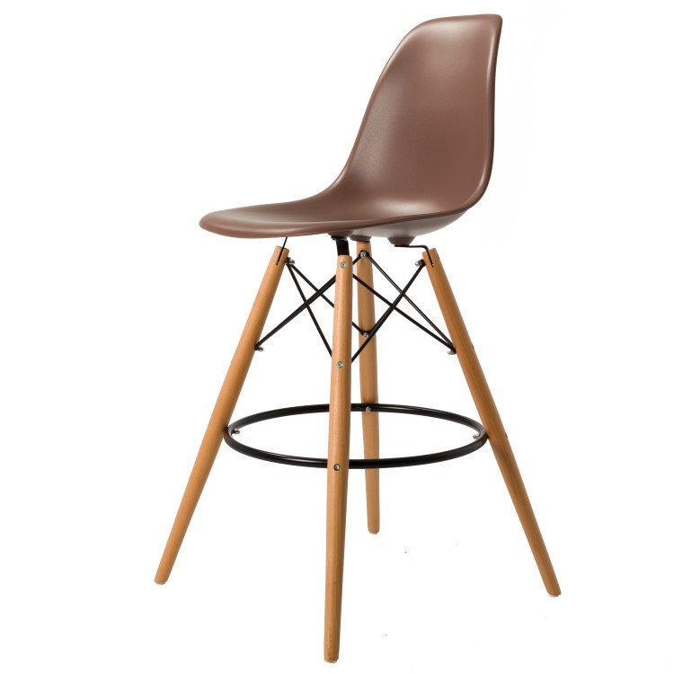 Charles Eames style, Tabouret de bar DSW mat PP brun