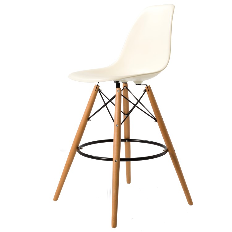 Charles Eames style, Tabouret de bar DSW mat crème PP