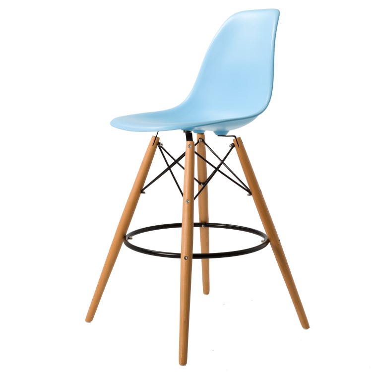 Charles Eames style, Tabouret de bar DSW mat PP bleu clair