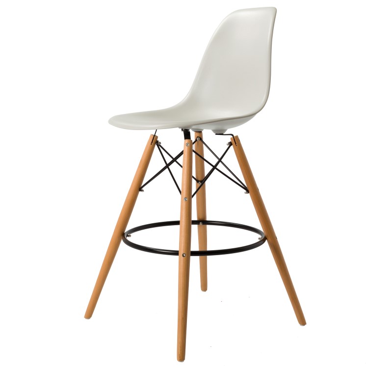 Charles Eames style, Tabouret de bar DSW mat PP gris clair