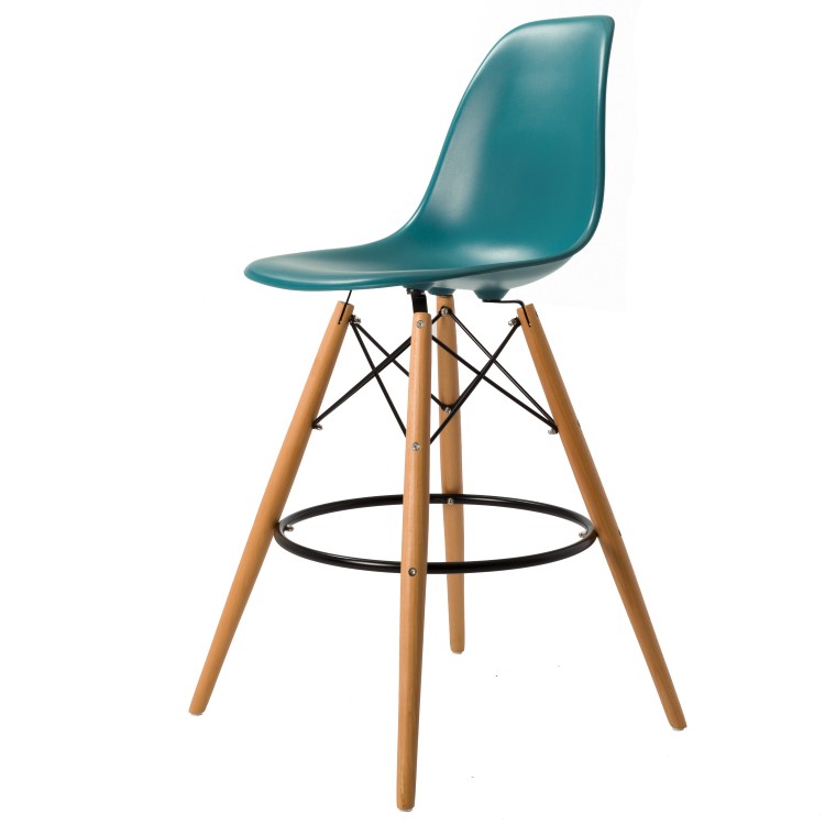 Charles Eames style, Tabouret de bar DSW mat PP bleu océan