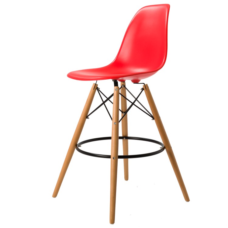Charles Eames style, Tabouret de bar DSW mat PP rouge