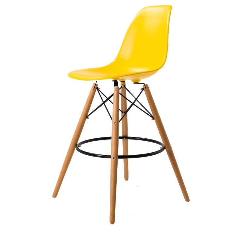 Charles Eames style, Tabouret de bar DSW mat PP jaune