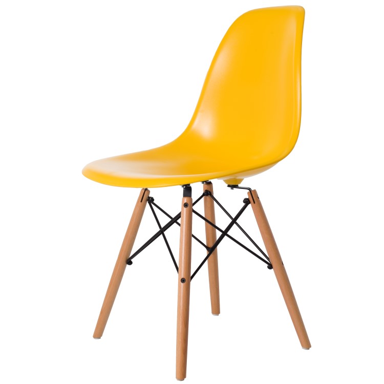 Charles Eames style, Chaise de salle à manger DSW ABS jaune