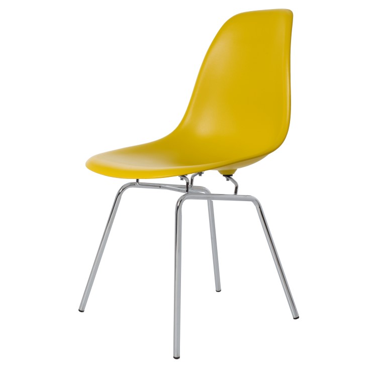 Charles Eames style, Chaise de salle à manger DSX mat PP moutarde