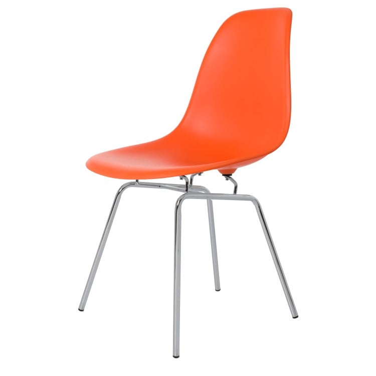Charles Eames style, Chaise de salle à manger DSX mat PP Orange Fluo