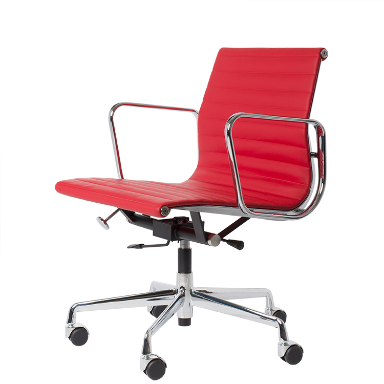 Charles Eames style, Chaise de bureau EA117 cuir rouge