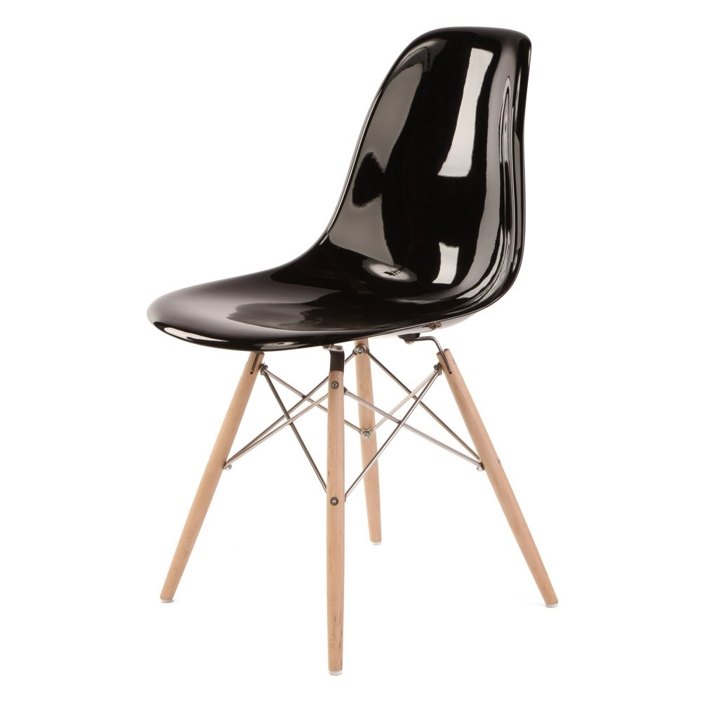 Charles Eames style, Chaise de salle à manger DSW fibre de verre noir
