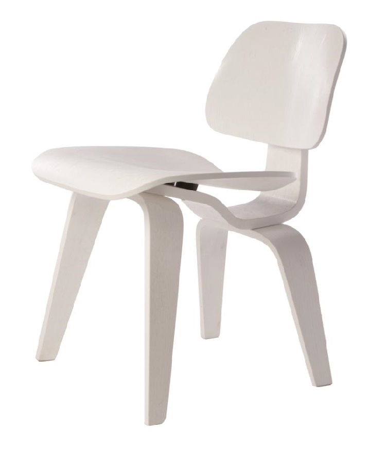 Charles Eames style, Chaise de salle à manger DCW blanc