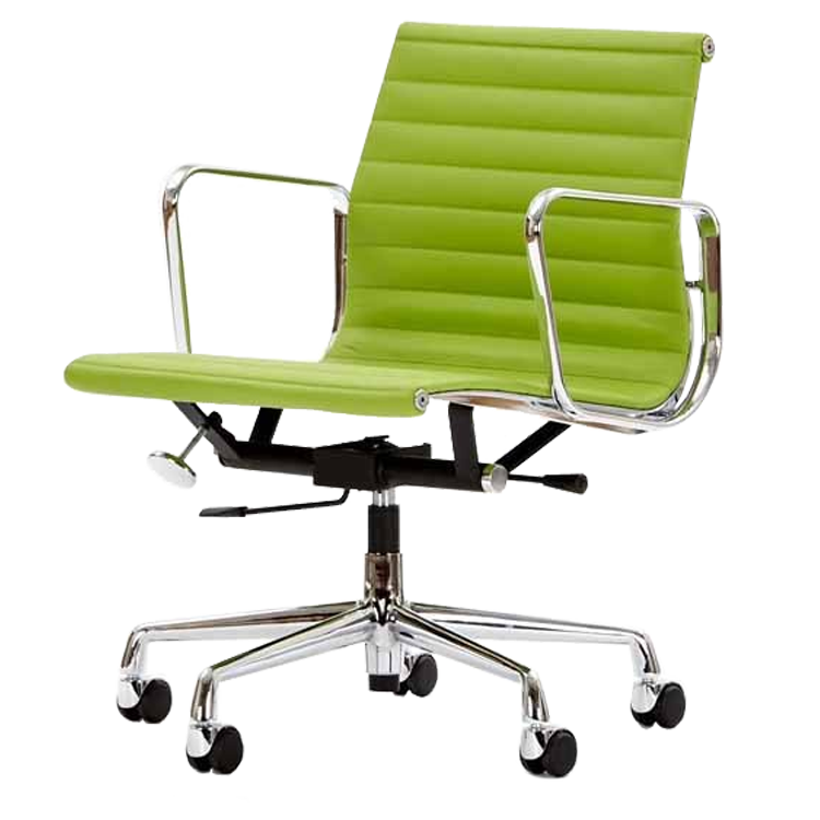 Charles Eames style, Chaise de bureau EA117 cuir vert