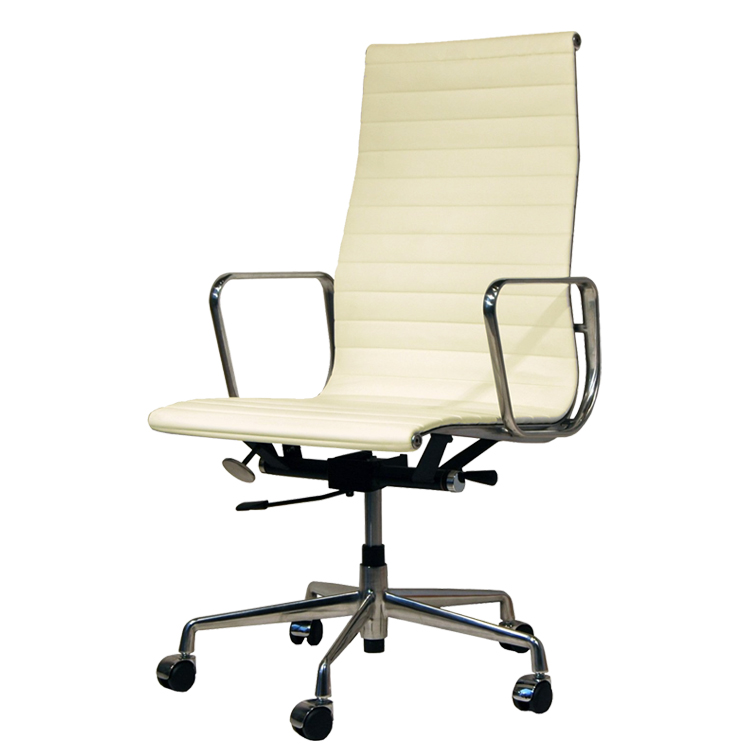 Charles Eames style, Chaise de bureau EA119 cuir Creme