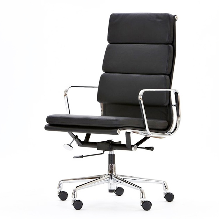 Charles Eames style, Chaise de bureau EA219 cuir noir