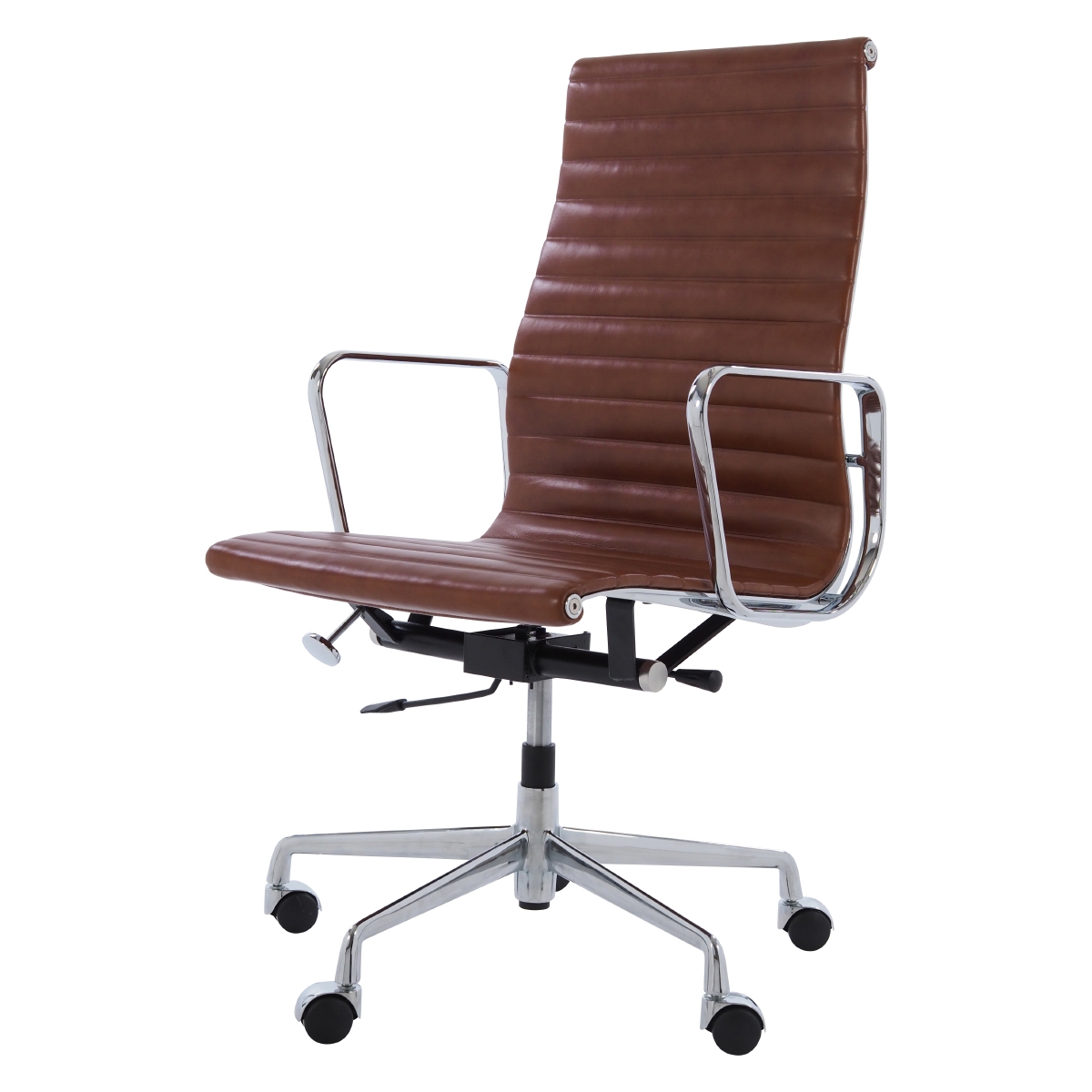 Charles Eames style, Chaise de bureau EA119 cuir antique