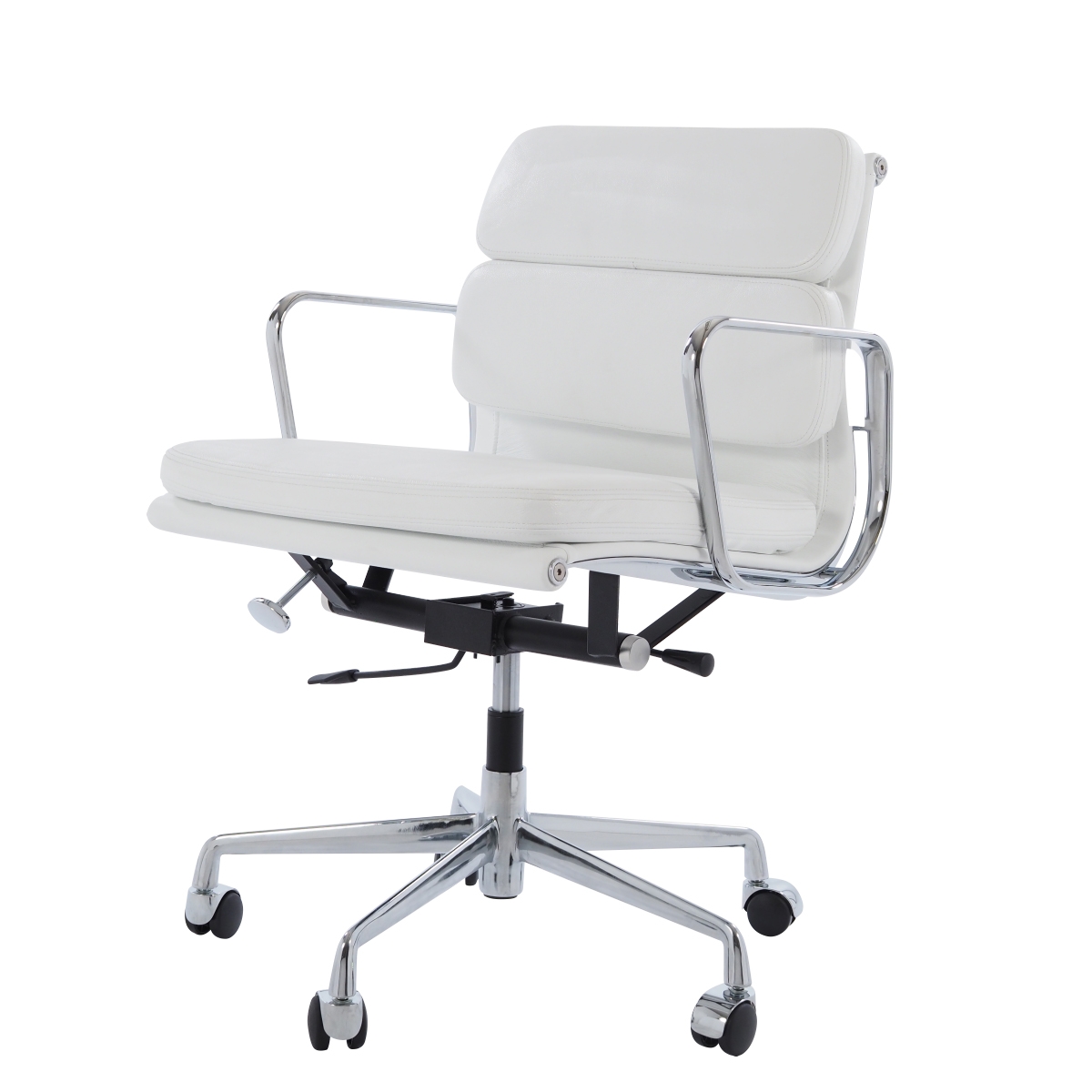 Charles Eames style, Chaise de bureau EA217 cuir blanc