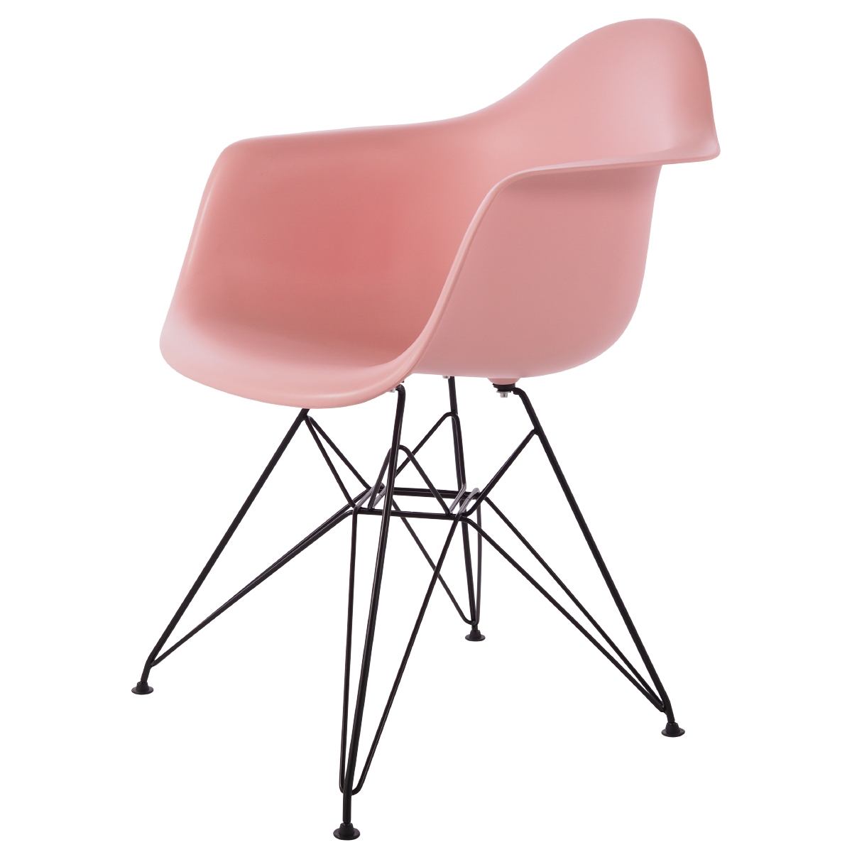 Charles Eames style, Chaise de salle à manger DAR cadre noir PP baby rose