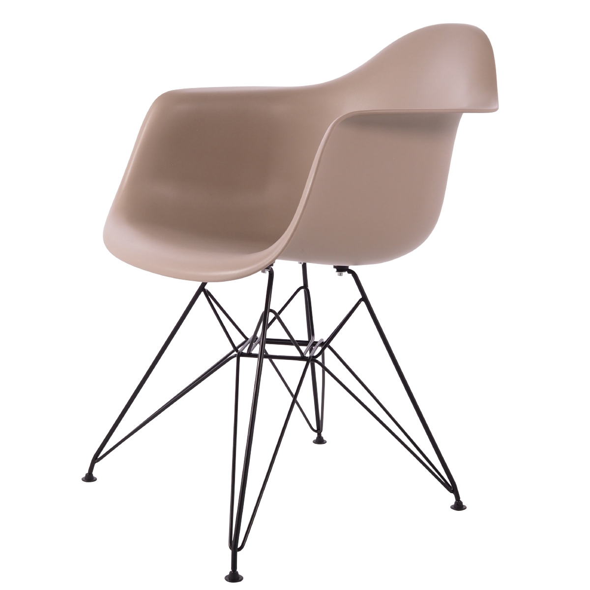 Charles Eames style, Chaise de salle à manger DAR cadre noir PP choco clair