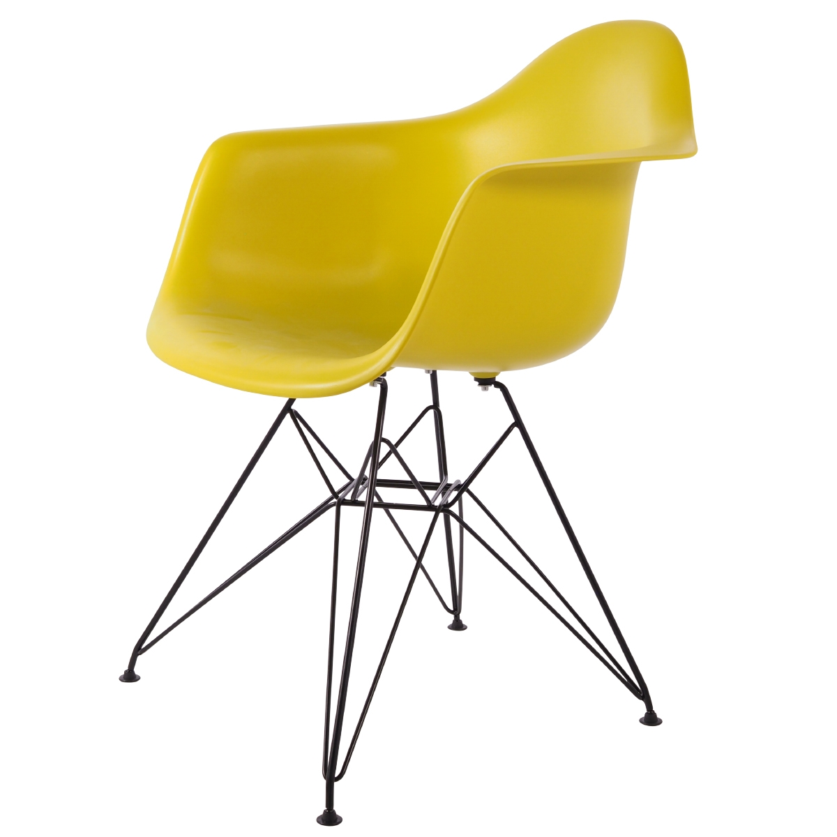 Charles Eames style, Chaise de salle à manger DAR cadre noir PP moutarde