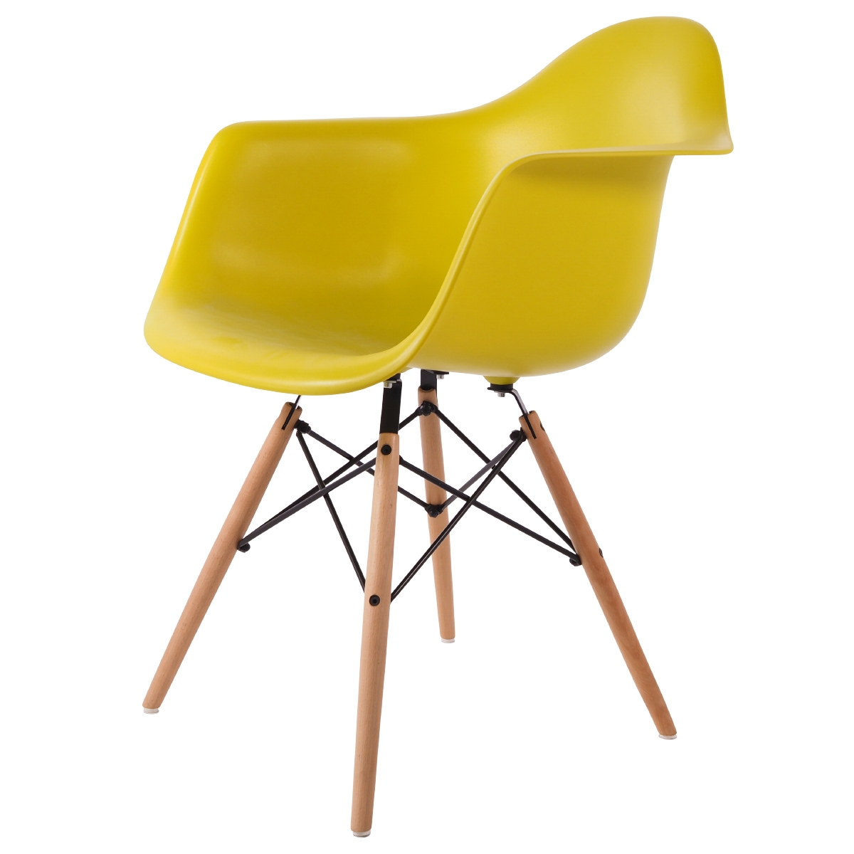 Charles Eames style, Chaise de salle à manger DAW mat PP moutarde