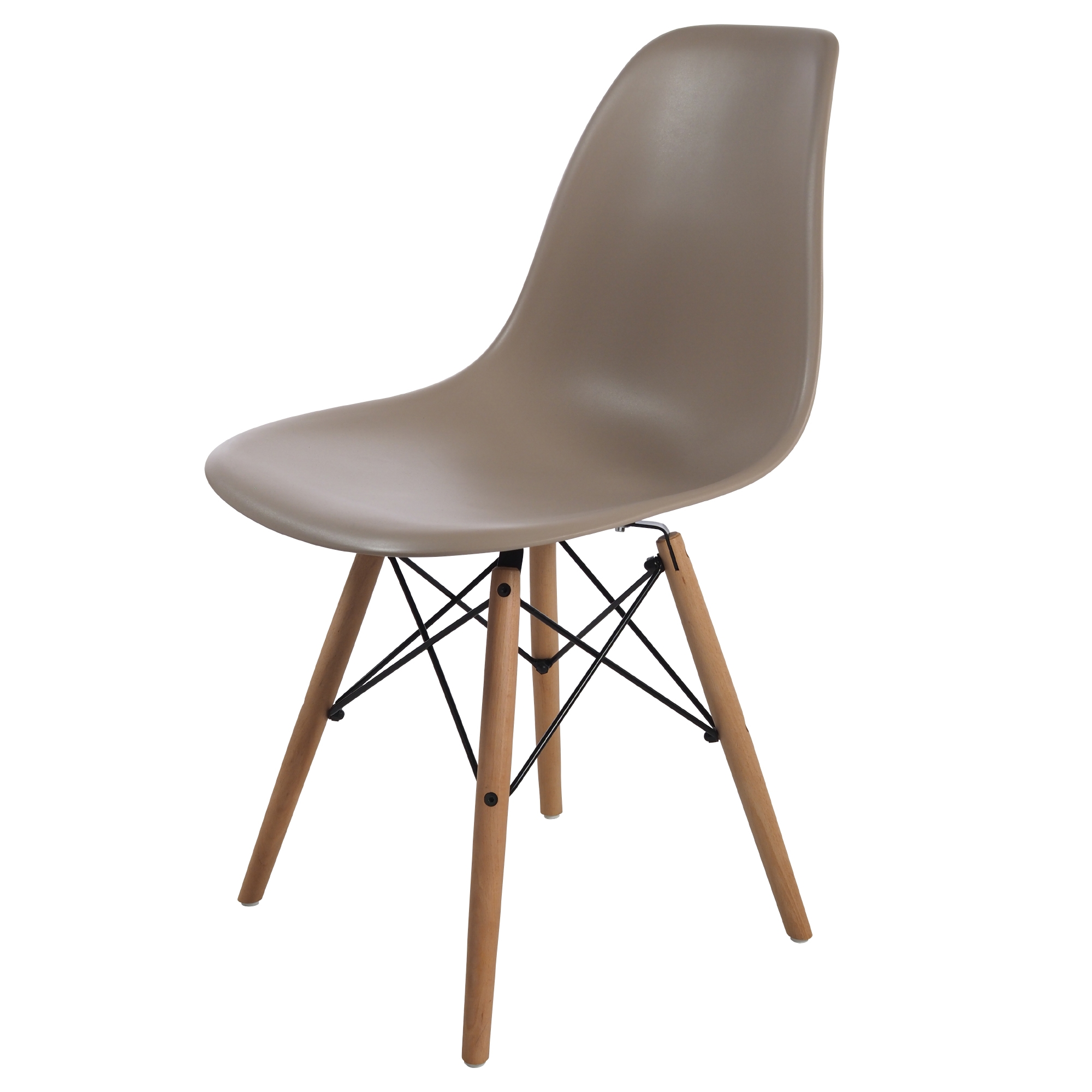 Charles Eames style, Chaise de salle à manger DSW mat PP choco clair