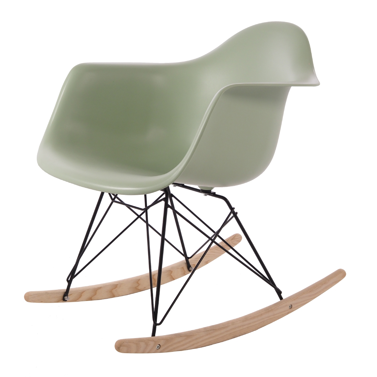 Charles Eames style, Fauteuil à bascule RAR cadre noir PP mint
