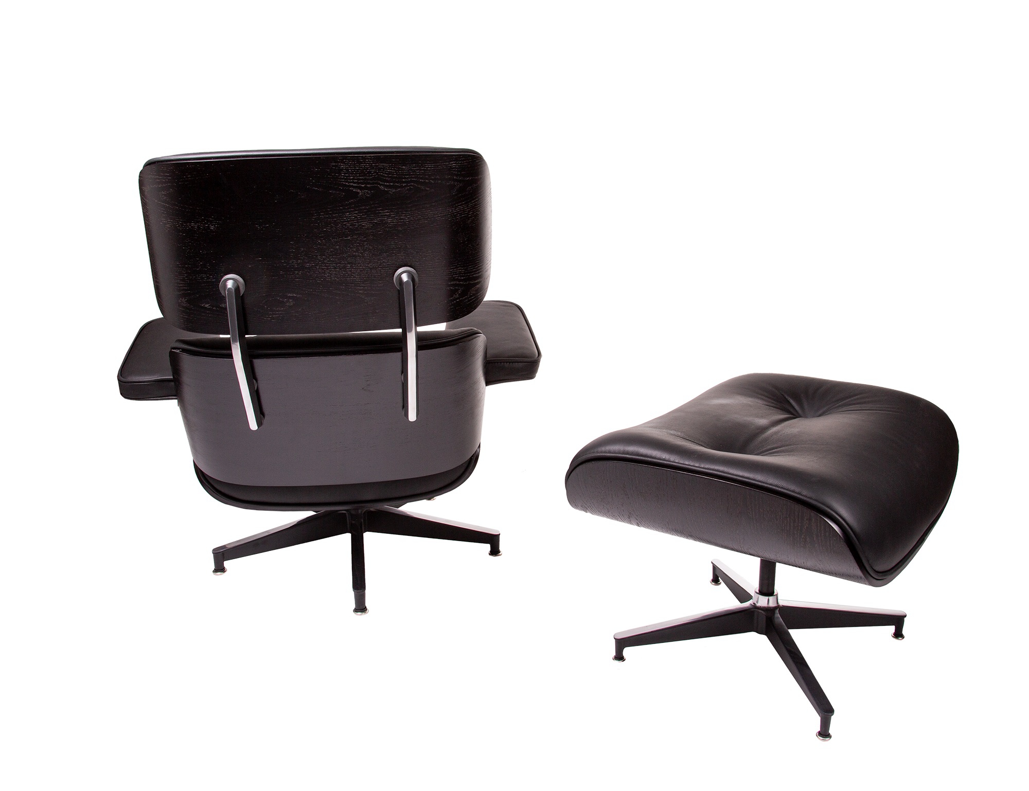 Charles Eames style, Chaise longue avec hocker EA670 XL noir noir Base noire