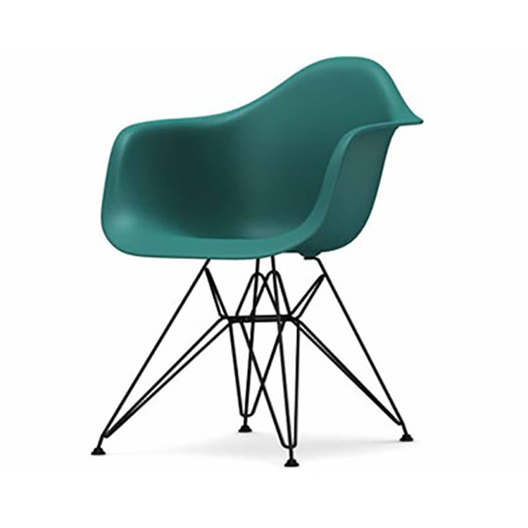 Charles Eames style, Chaise de salle à manger DAR cadre noir PP bleu océan